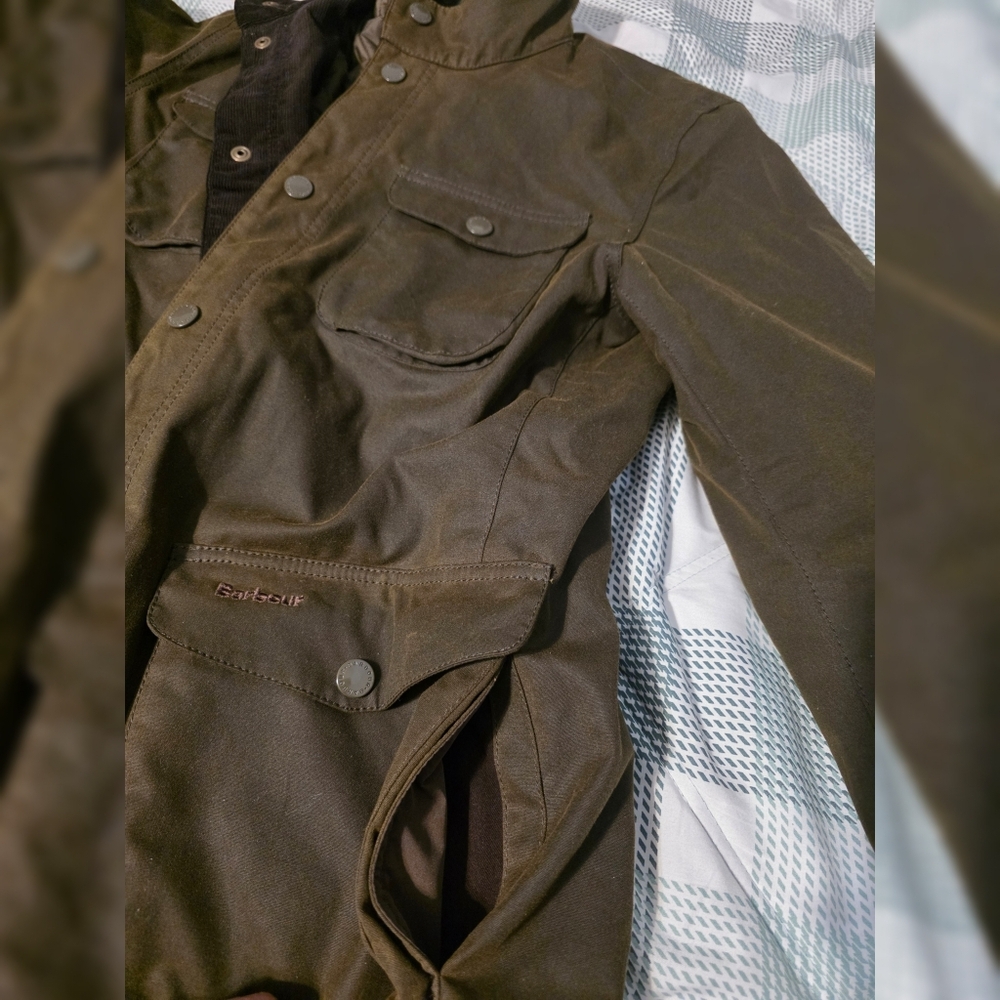 NWT! Barbour Ogston Wax Jacket in Olive Sz. Medium - Picture 8 of 9